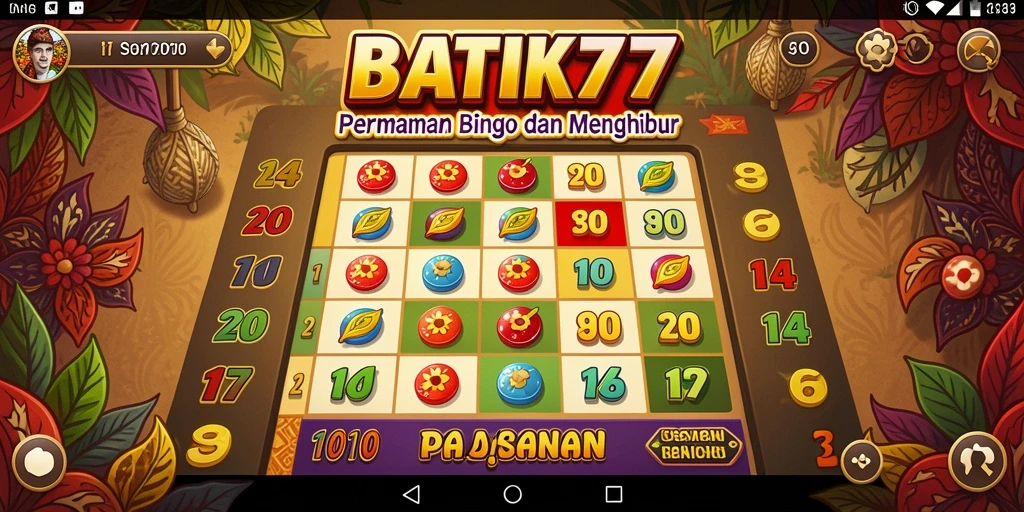 Tampilan gameplay Bingo yang menarik dan penuh warna di BATIK77.