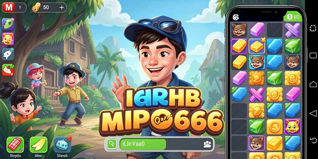 Screenshot dari gameplay MPO666 yang menunjukkan aksi seru game Match-3.
