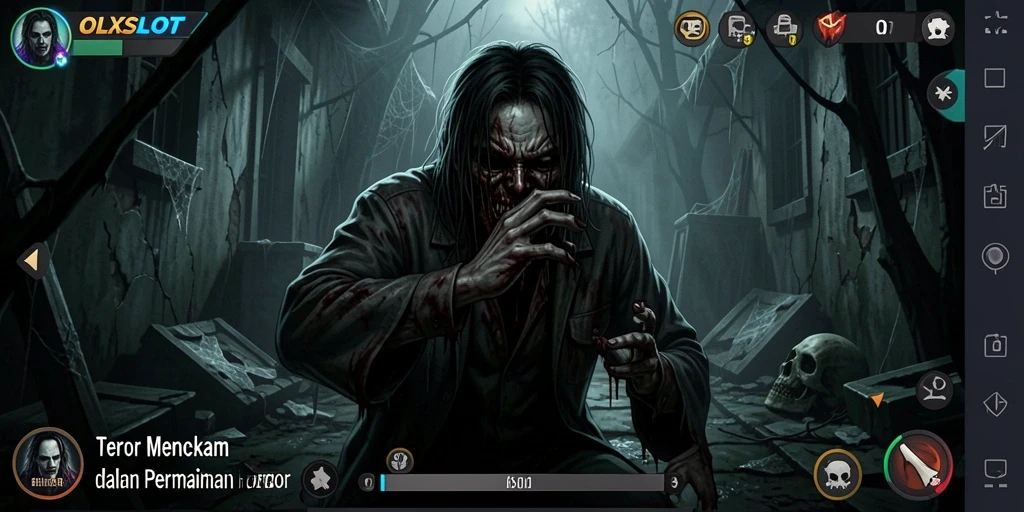 Tampilan mencekam dari gameplay OLXSLOT yang penuh ketegangan.