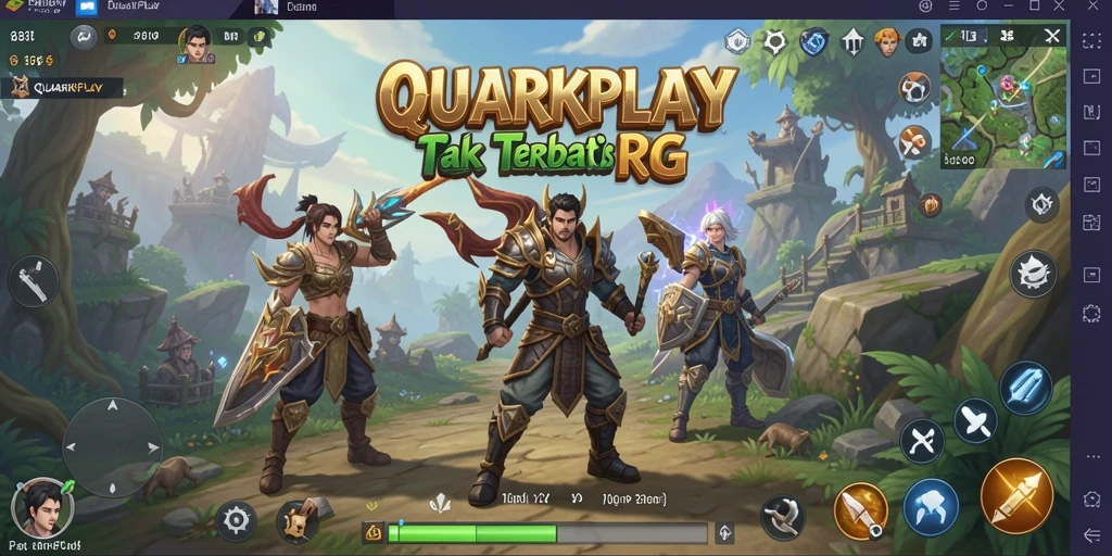 Tangkapan layar gameplay <strong>QUARKPLAY</strong> yang menunjukkan aksi pertempuran epik.