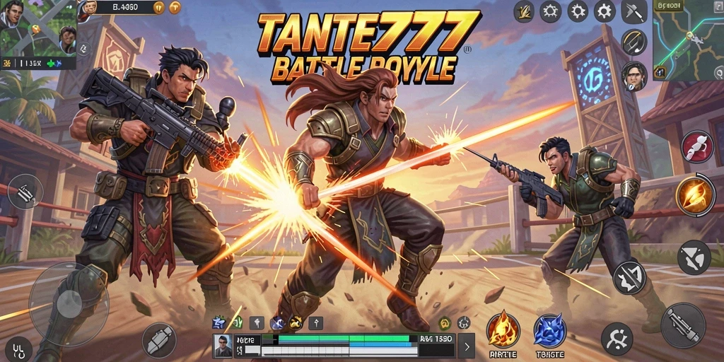 Tampilan gameplay seru dalam TANTE777 di medan tempur Battle Royale.