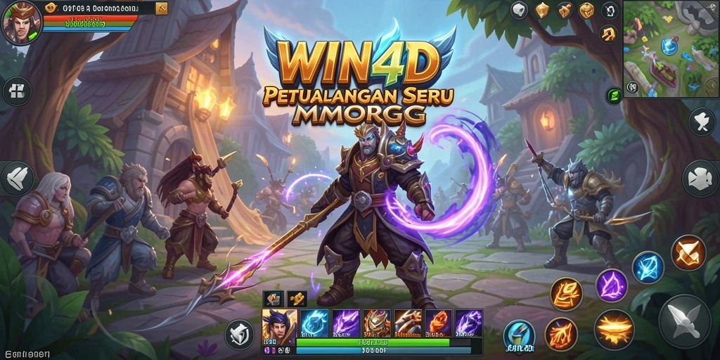 Screenshot gameplay WIN4D menampilkan pertarungan epik di dunia MMORPG.